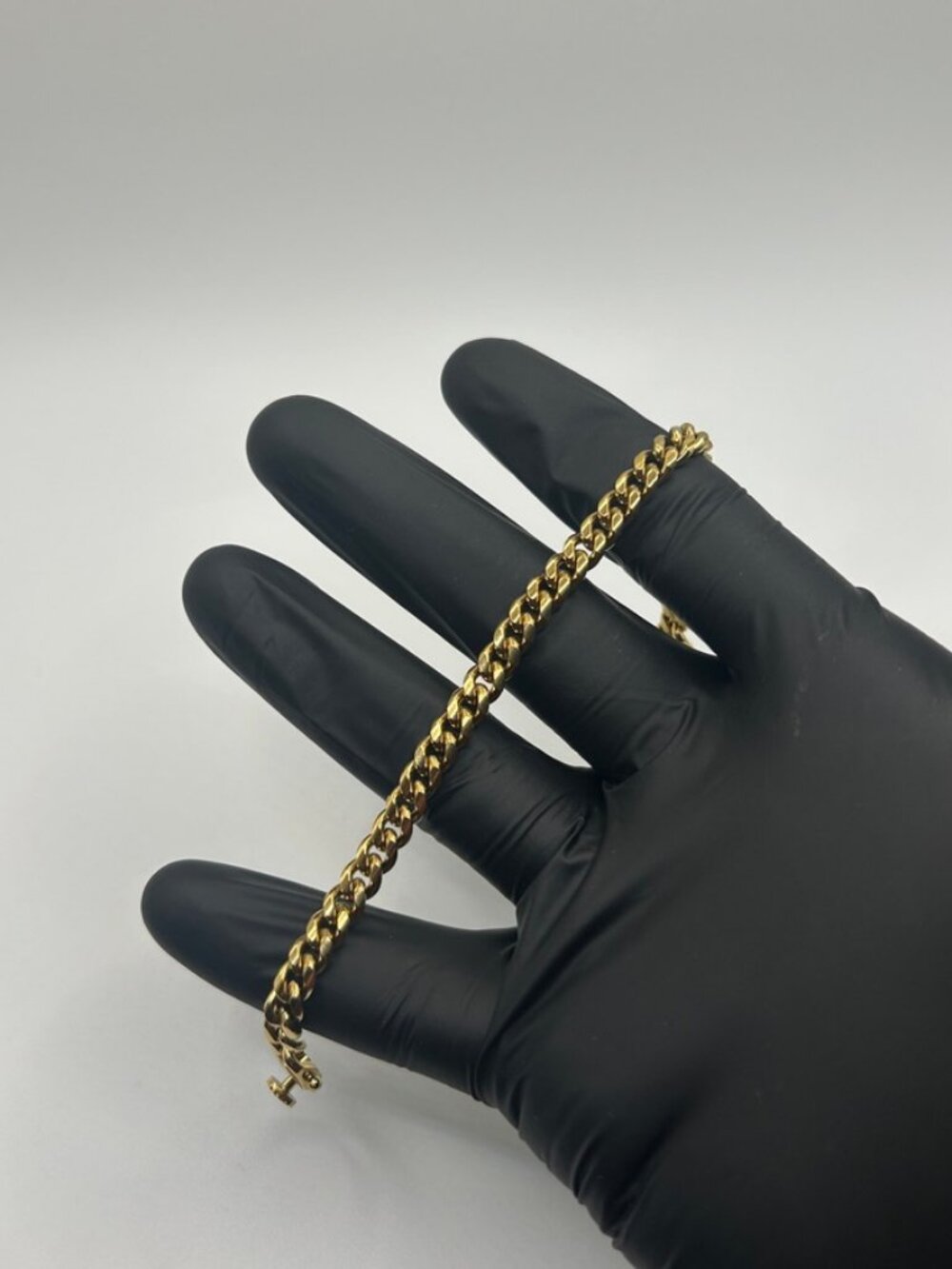 Gift for Him Gold Cuban Bracelet 6mm 7 Inch Stainless Steel Waterproof Solid